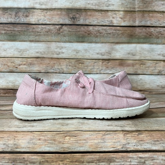 Hey Dude Pink Wendy Linen Loafers - Picture 2 of 9